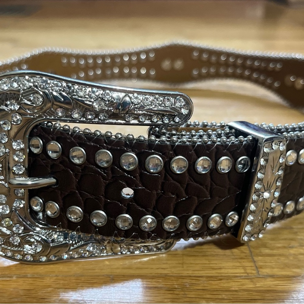 Western Brown and Silver kids Studded Belt